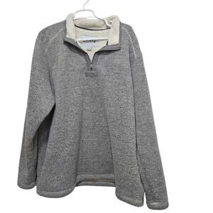 Orvis XXL Sherpa Lined Gray White Heavy Quarter Zip Pullover Sweater
